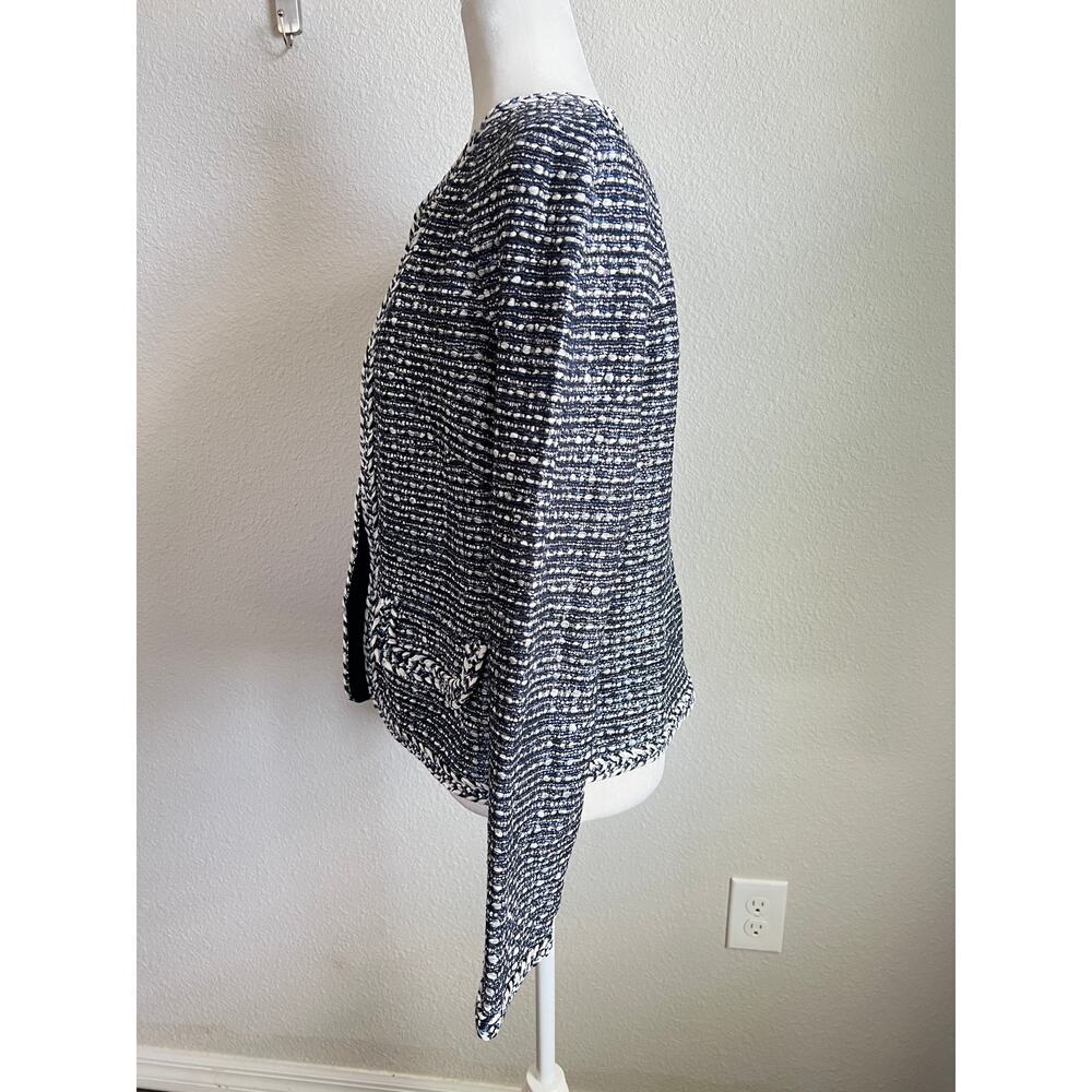 St. John Camille Knit Blue Raglan Sleeve Jacket Women's 10 Stretch Wool Dog Show - Picture 5 of 9